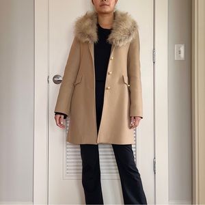 Zara Wool Blend Coat with Faux Fur Collar